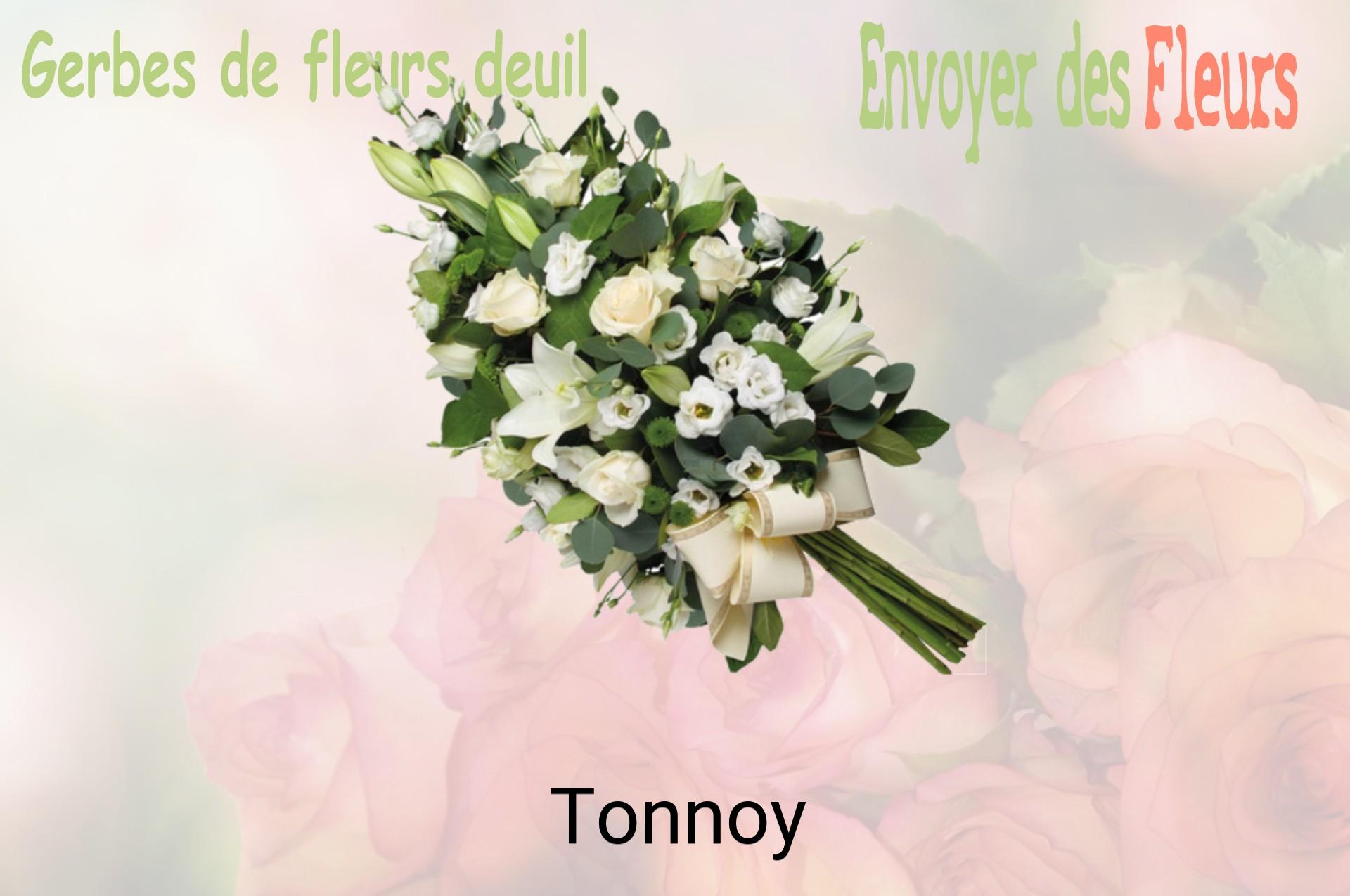 Gerbe de fleurs de deuil livrée à Tonnoy